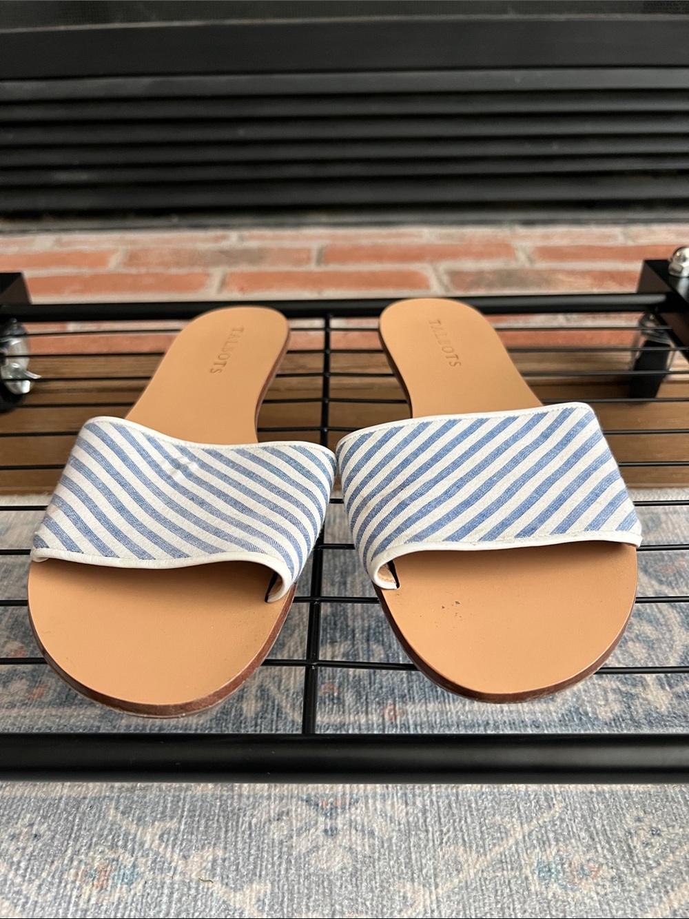 Talbots Blue and White Striped Slide Sandals